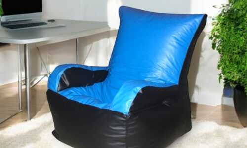 Bean Sofa Chair Classic- Black & Light Blue