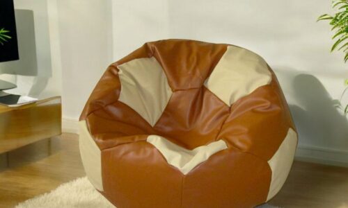 Soccer Bean Bag Classic Light Brown & Ivory