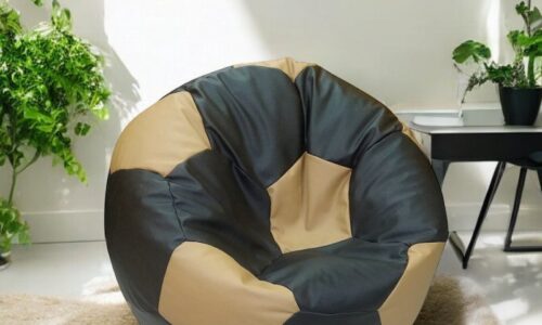 Soccer Bean Bag Classic Black & Camel