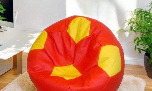 Soccer Bean Bag Classic Royal Red & Yellow