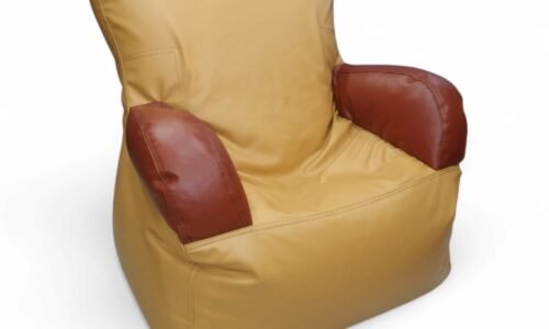 Kids Bean Sofa Chair Ivory & Brown