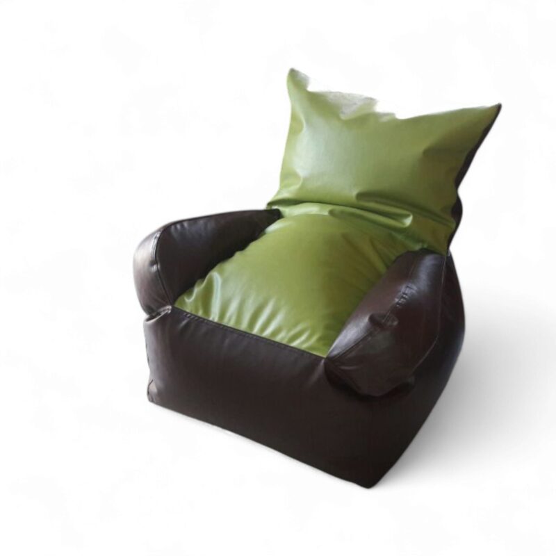 Bean Sofa Chair Classic- Green & Dark Brown - Image 2