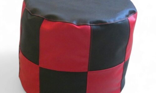 Bean Footrest/ Pufi/ Ottoman Classic Red & Black Checks