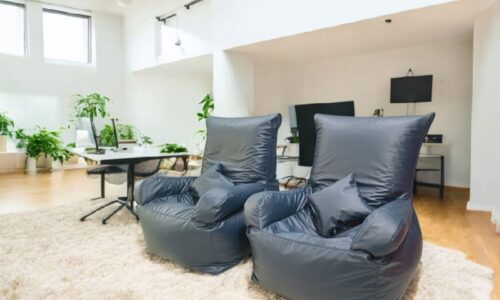 A stylish and comfortable Cool Bean Bags® bean bag in a modern Indian living room setting.