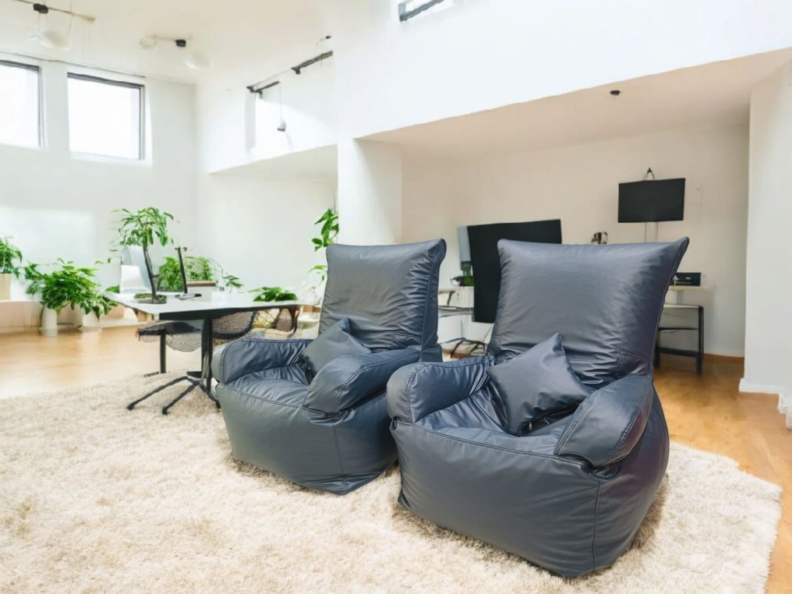 A stylish and comfortable Cool Bean Bags® bean bag in a modern Indian living room setting.